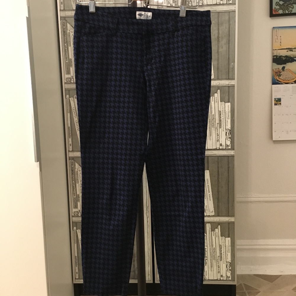 New Pixie Ankle Pants Navy Blue Black Houndstooth